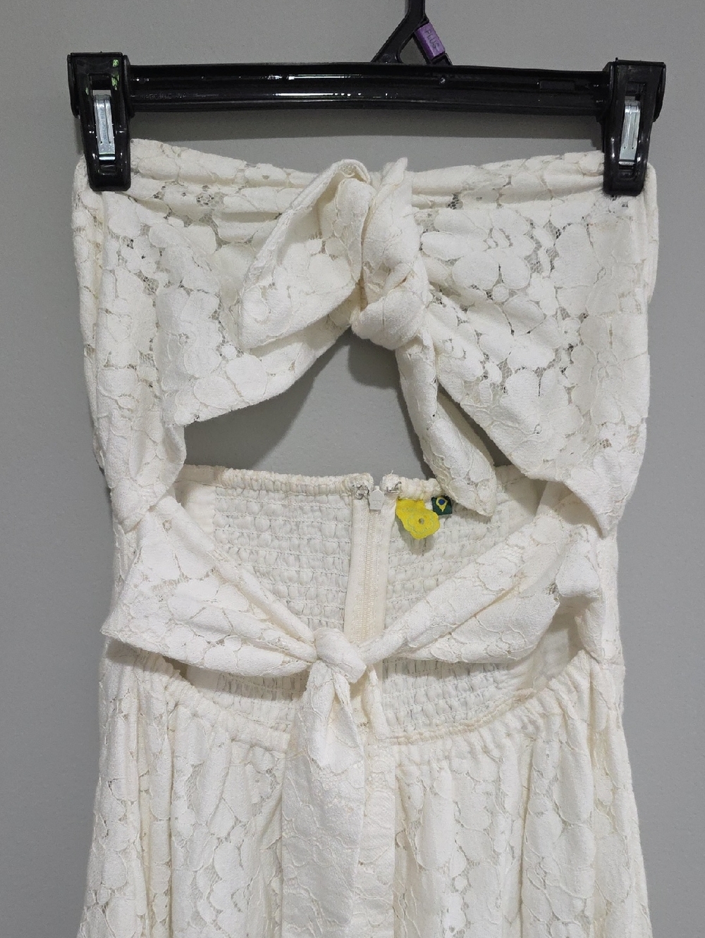 FARM Rio White Lace Strapless Tie-Front Cut Out Maxi Dress White Sz Med - Picture 2 of 5
